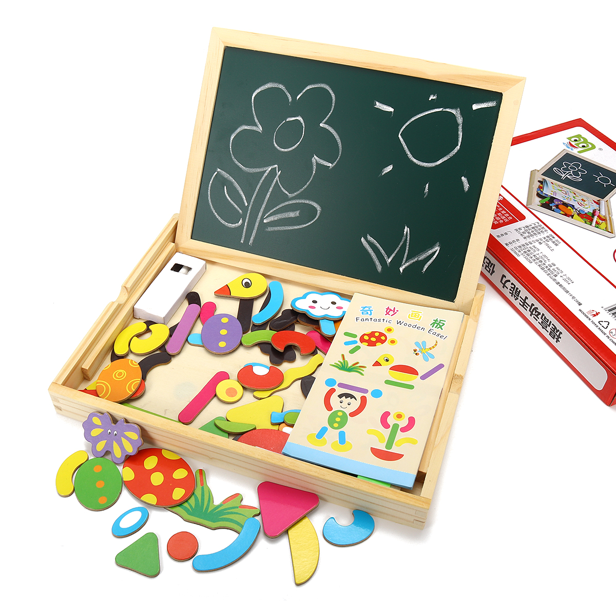 Wooden-Magnetic-Double-Sided-Drawing-Board-Blocks-Children-Early-Education-Toys-1676963-8
