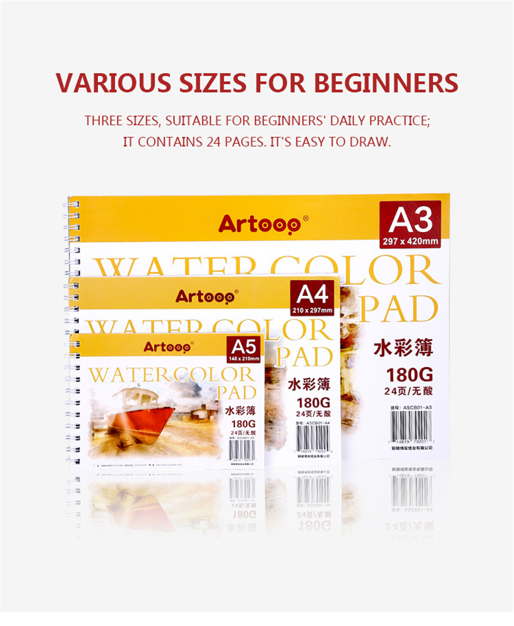 Artoop-Watercolor-Book-A3A4A5-180G-24Pages-Iron-Coil-Binding-Acid-Free-Watercolor-Paper-Book-Sketchi-1767023-2