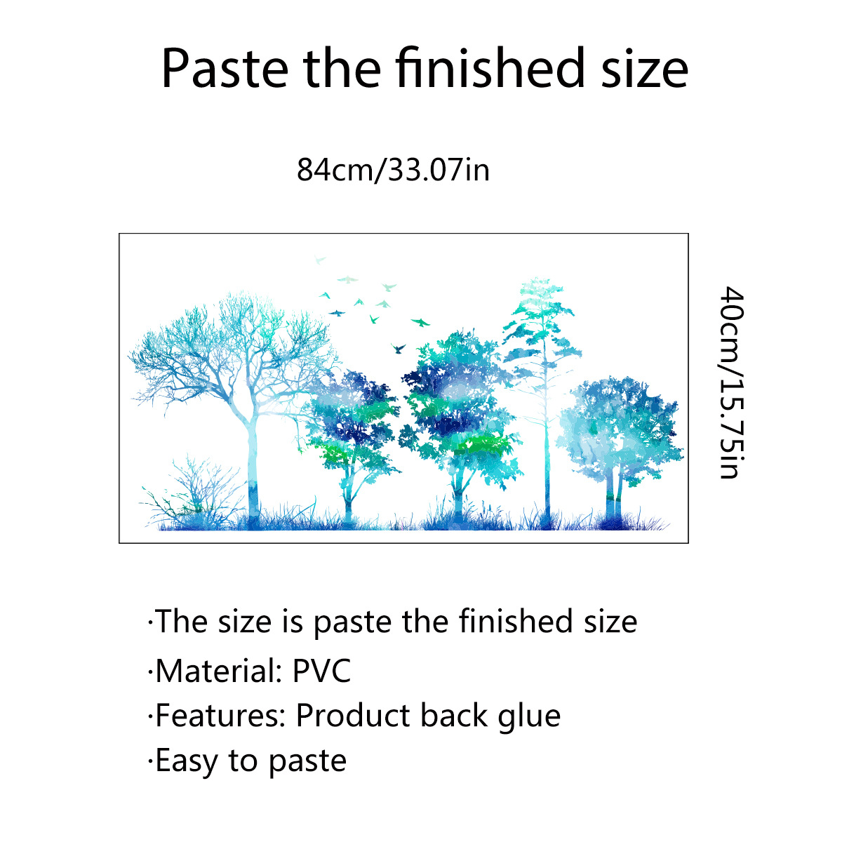 ZW106-Creative-Wall-Stickers-Folding-Version-Of-The-New-Hand-Painted-Blue-Gradient-Forest-Plants-Liv-1811493-2