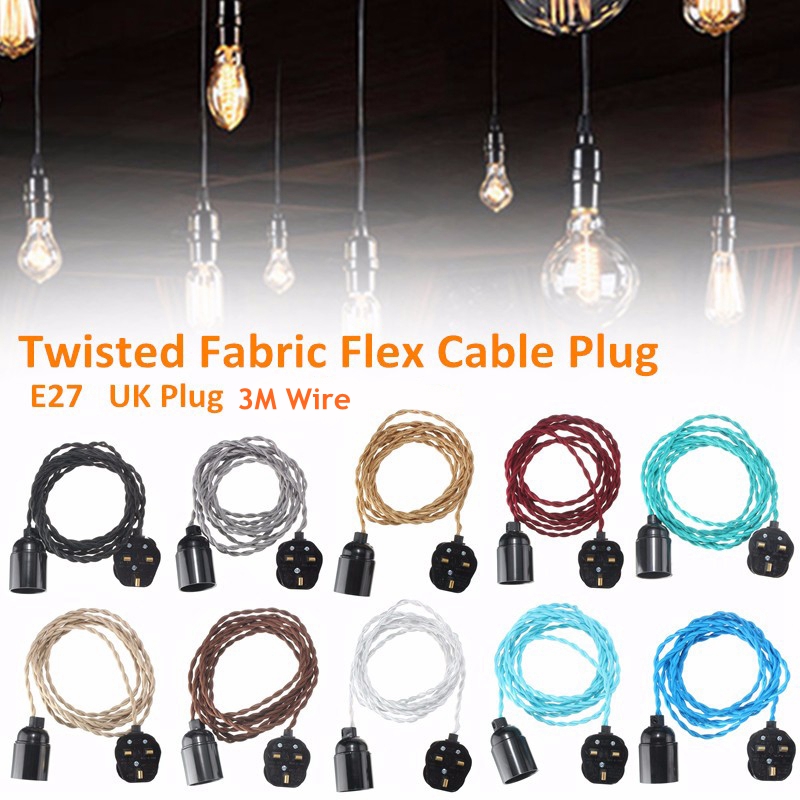 3M-E27-Vintage-Twisted-Fabric-Cable-UK-Plug-In-Pendant-Lamp-Light-Bulb-Holder-Socket-1068749-1