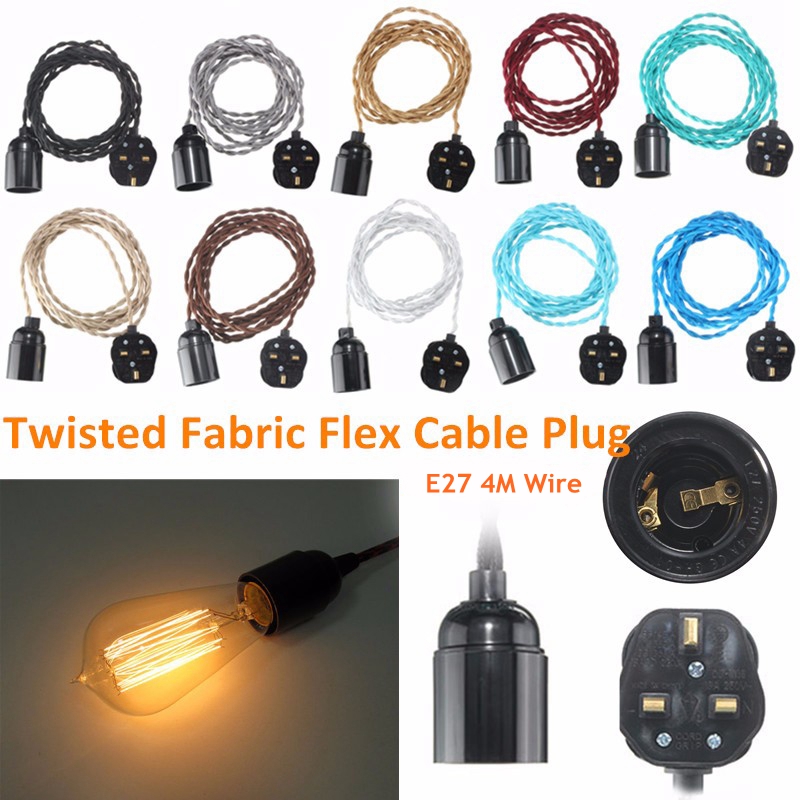 4M-E27-Vintage-Twisted-Fabric-Cable-UK-Plug-In-Pendant-Lamp-Light-Bulb-Holder-Socket-1068750-1