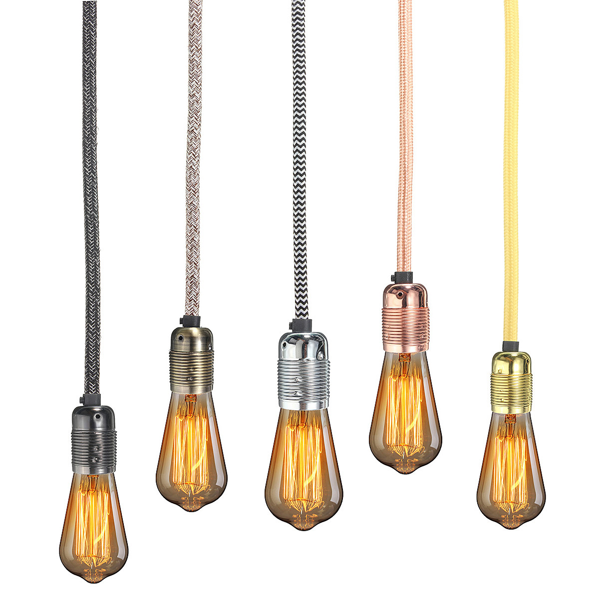 4M-Wire-Vintage-Fabric-Flex-Cable-E27-Bulb-Adapter-Lamp-Holder-Socket-Pendant-Light-1428716-1