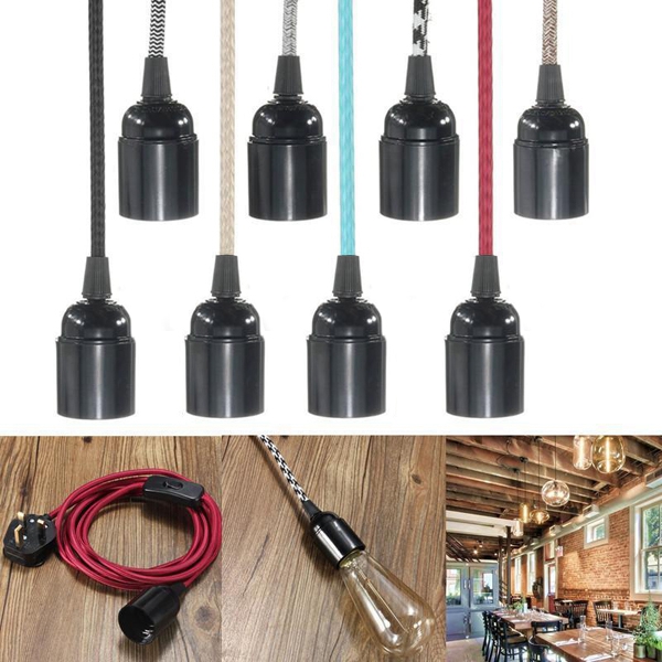 E27-3M-Fabric-Cable-UK-Plug-In-Pendant-Lamp-Light-Set-Fitting-Vintage-Bulb-Holder-Socket-1046616-3
