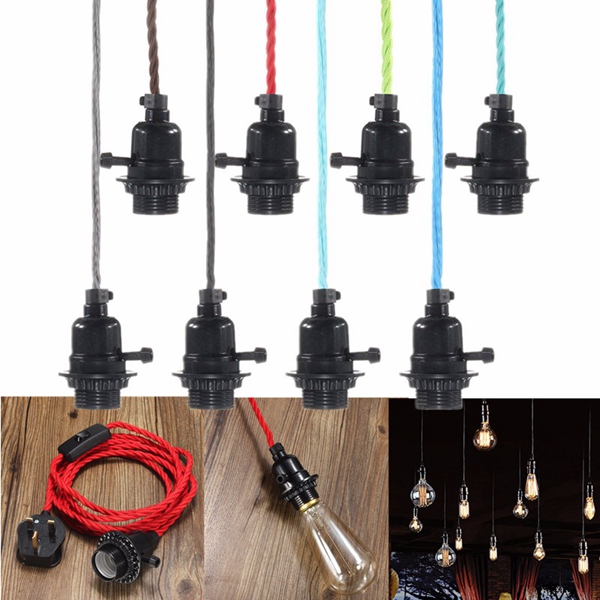 E27-3M-Vintage-Fabric-Flex-Cable-Plug-In-Pendant-Lamp-Light-Socket-Holder-Bulb-1054260-2