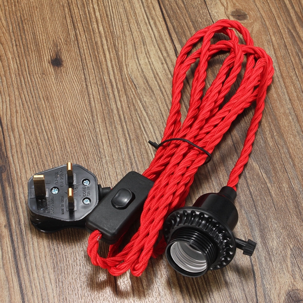 E27-3M-Vintage-Fabric-Flex-Cable-Plug-In-Pendant-Lamp-Light-Socket-Holder-Bulb-1054260-4