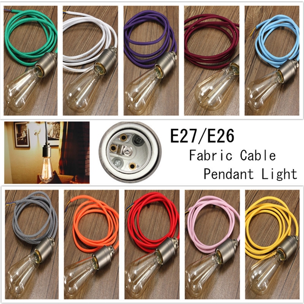 E27E26-2M-Vintage-Fabric-Cable-Pendant-Light-Filament-Lamp-Bulb-Holder-Socket-1058314-1