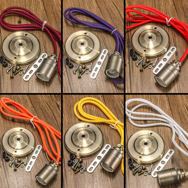 E27E26-2M-Vintage-Fabric-Cable-Pendant-Light-Filament-Lamp-Bulb-Holder-Socket-1058314-3