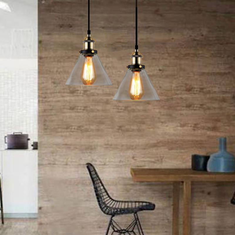 KingSo-110V220V-E26E27-Vintage-Industrial-Pendant-Light-Socket-Funnel-like-Glass-Shade-with-Ceiling--1894197-2