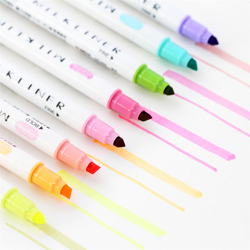 12pcs-Highlighter-Pen-Set-Double-Head-Fluorescent-Marker-Watercolor-Pen-Business-Office-Writing-Draw-1738598-12