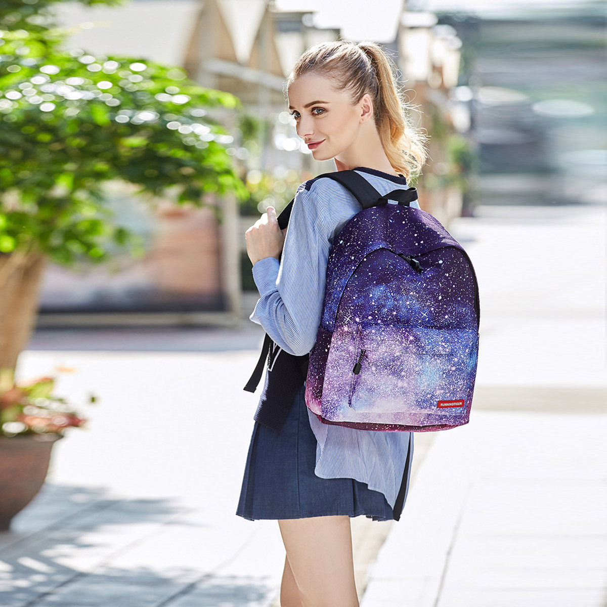 2PcsSet-Fashion-Starry-Sky-Striped-Canvas-School-Backpack-SchoolbagMatching-Pencil-Bag-Gift-for-Girl-1572762-6