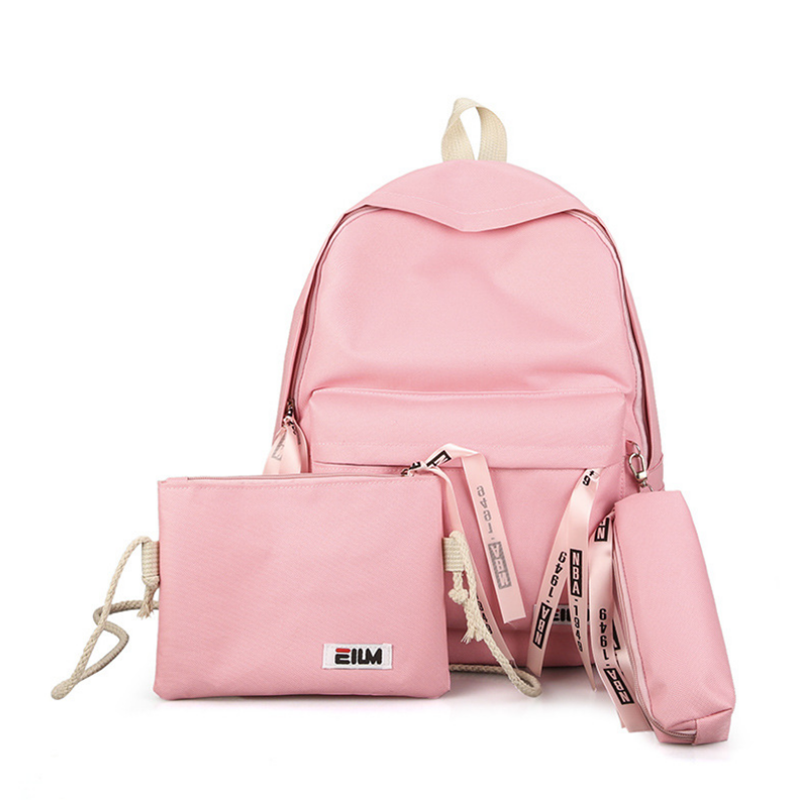 3-PcsSet-Women-Nylon-Backpack-Crossbody-Bag-Pencil-Case-Waterproof-Teenage-Girls-School-Stationery-S-1641497-1