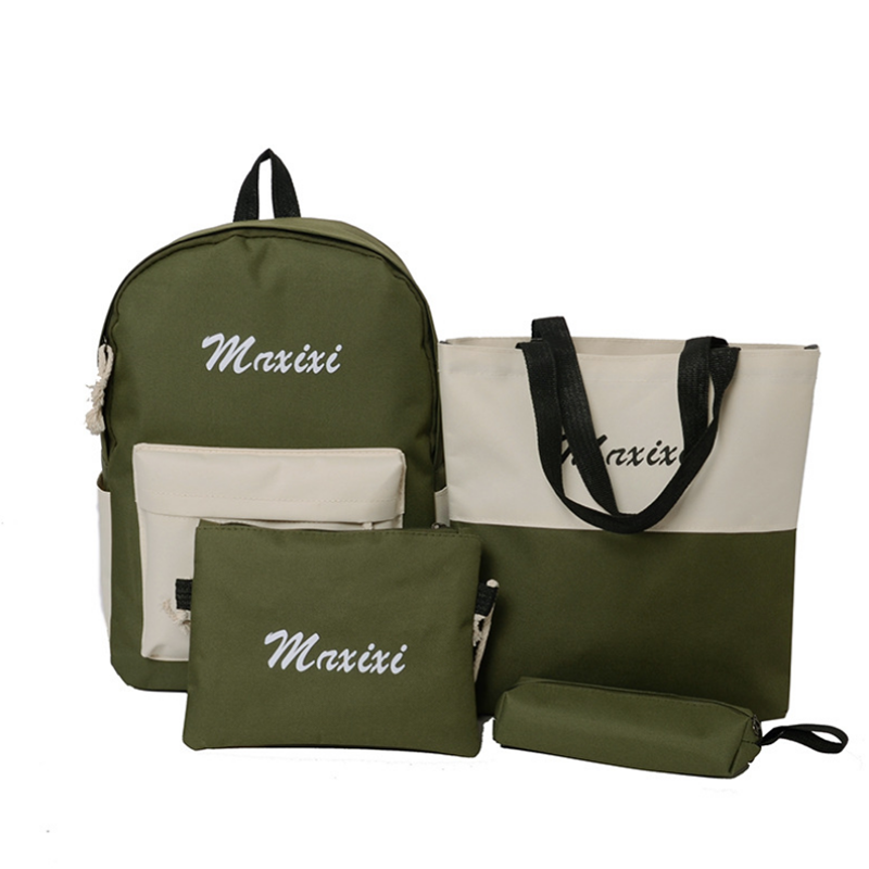 4-PcsSet-Nylon-Backpack-Crossbody-Bag-Pencil-Case-Shoulder-Bag-Waterproof-Student-School-Stationery--1641603-3