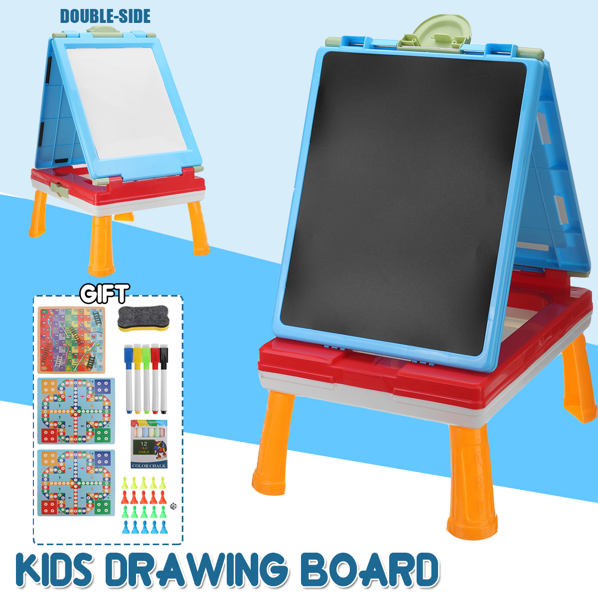 Double-Sided-Kids-Easel-Drawing-Board-Magnetic-Display-Blackboard-Early-Childhood-Education-Supplies-1888539-1