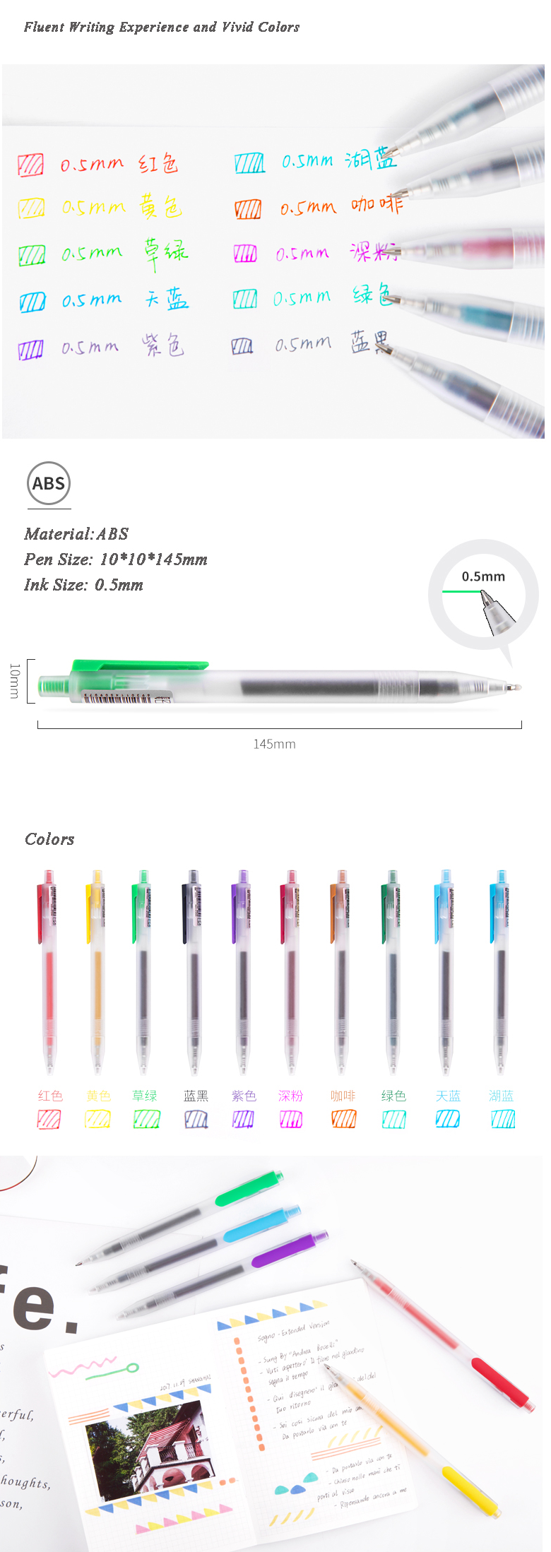 Kinbor-DTB6698-510-Colors-Colorful-Press-Gel-Pens-05mm-Frosted-Barrel-Drawing-Writing-Pen-Office-Sch-1538404-3