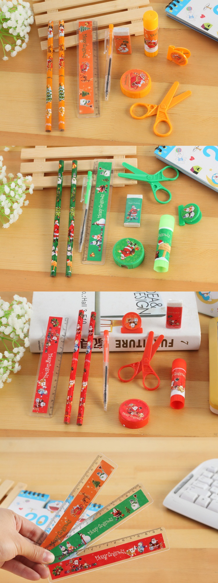 Languotu-817-9-Pcs-Christmas-Stationery-Set-Santa-Pencils-Ruler-Eraser-Solid-Glue-Pencil-Sharpener-S-1614460-3