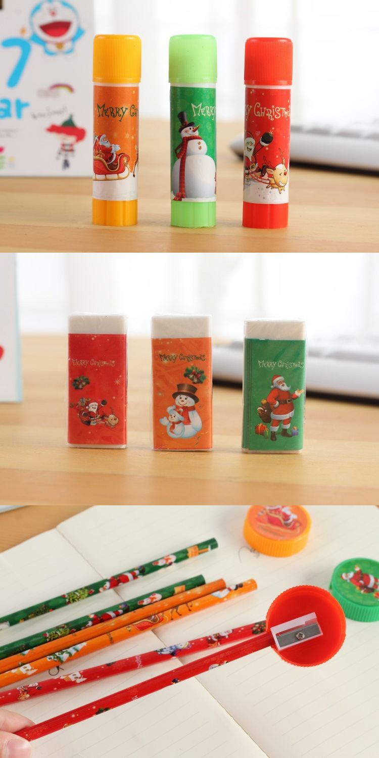 Languotu-817-9-Pcs-Christmas-Stationery-Set-Santa-Pencils-Ruler-Eraser-Solid-Glue-Pencil-Sharpener-S-1614460-4