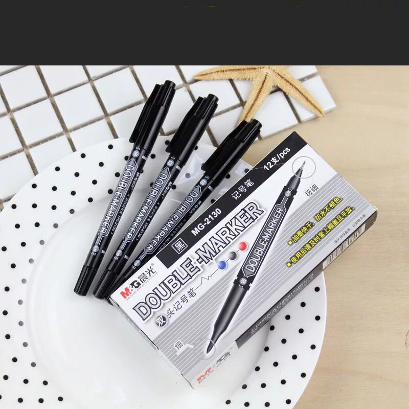 MG-MG2130Y22O4-1-Piece-Dual-Head-Marker-Pen-BlackBlueRed-Extra-Fine-Point-Oil-Ink-Liner-Twin-Mark-Pe-1570449-1