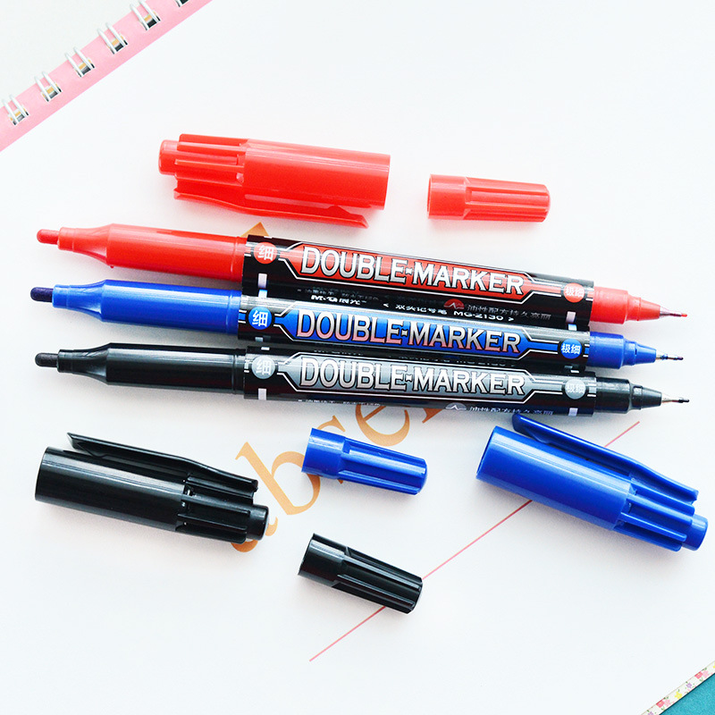 MG-MG2130Y22O4-1-Piece-Dual-Head-Marker-Pen-BlackBlueRed-Extra-Fine-Point-Oil-Ink-Liner-Twin-Mark-Pe-1570449-5