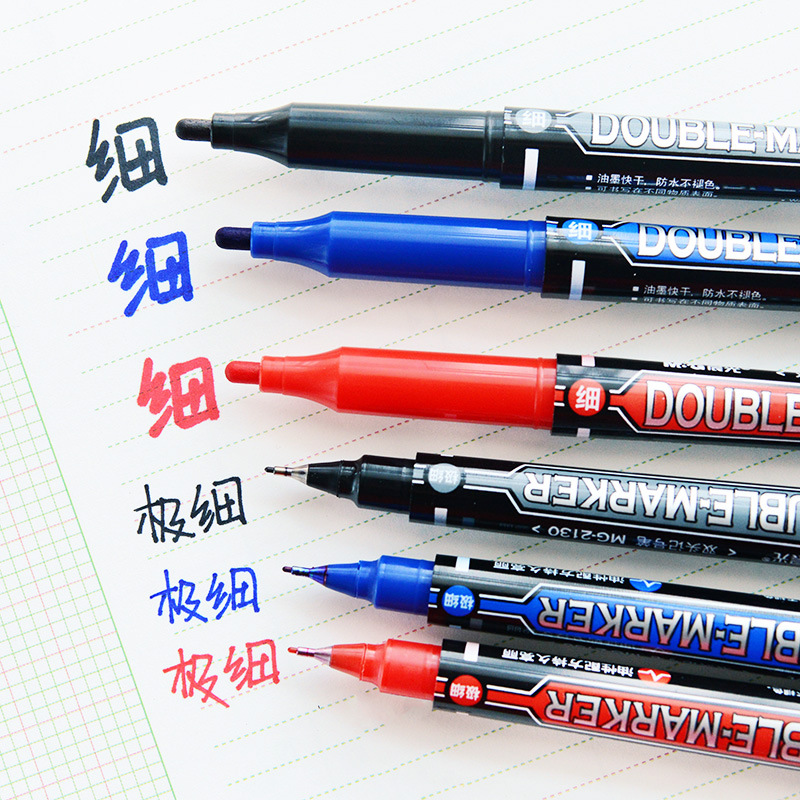 MG-MG2130Y22O4-1-Piece-Dual-Head-Marker-Pen-BlackBlueRed-Extra-Fine-Point-Oil-Ink-Liner-Twin-Mark-Pe-1570449-6