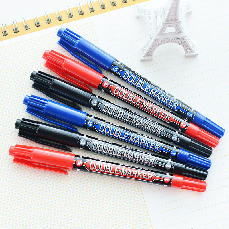 MG-MG2130Y22O4-1-Piece-Dual-Head-Marker-Pen-BlackBlueRed-Extra-Fine-Point-Oil-Ink-Liner-Twin-Mark-Pe-1570449-8