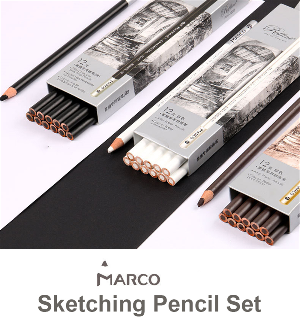 Marco-12Pcs-Wood-Drawing-Sketch-Pencil-Set-Soft-Charcoal-Pencils-Pen-Black-White-Brown-for-Student-S-1785586-1