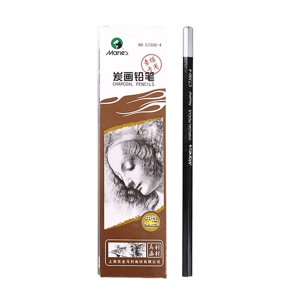 Maries-C7300-12Pcs-Charcoal-Pencil-Set-Black-SoftMediumHard-Nib-Hexagon-Pen-Holder-Pencil-Sketching--1765432-11