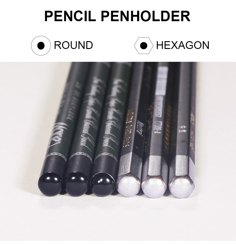 Maries-C7300-12Pcs-Charcoal-Pencil-Set-Black-SoftMediumHard-Nib-Hexagon-Pen-Holder-Pencil-Sketching--1765432-4