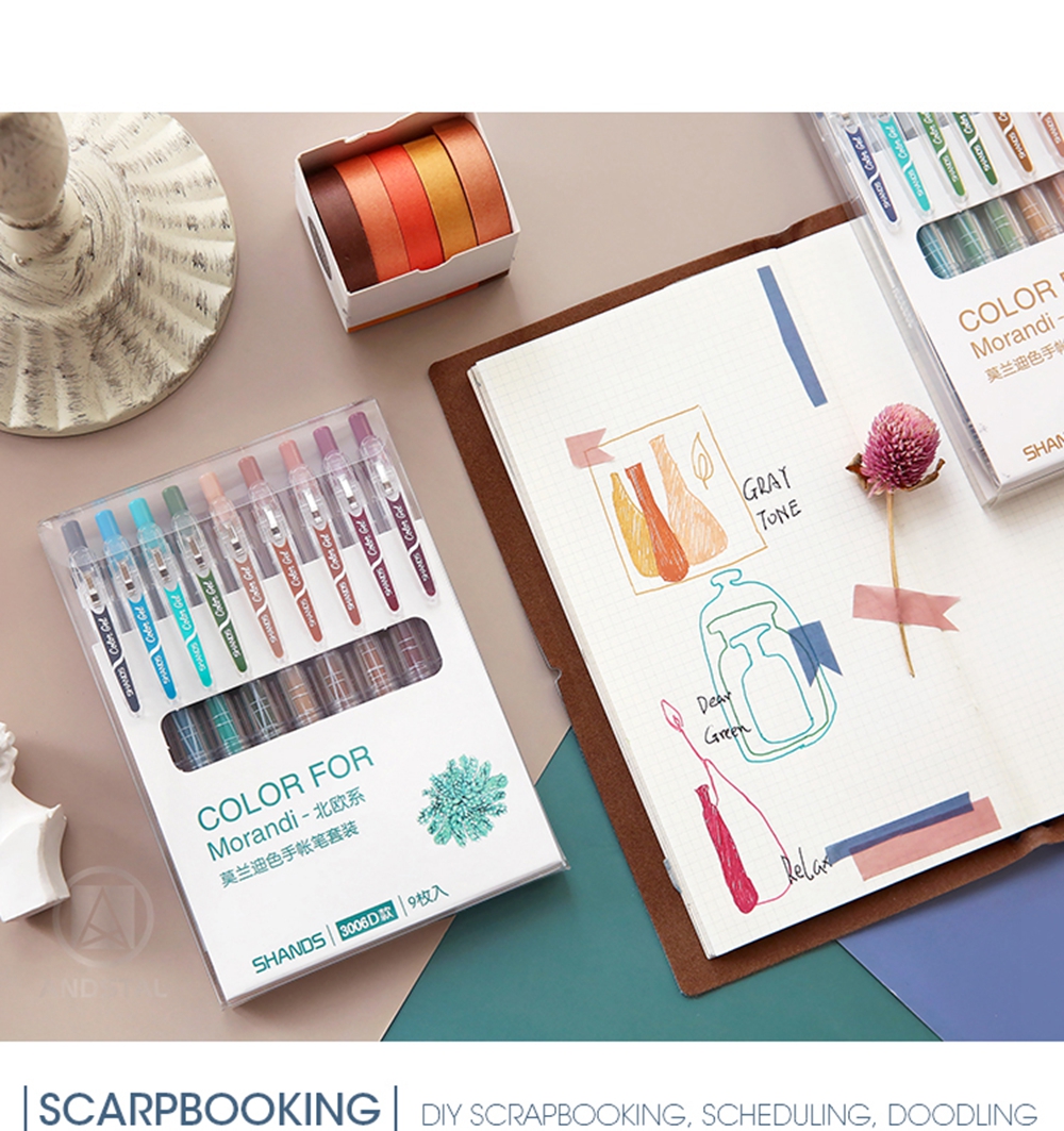 Morandi-9-Pcsset-Marker-Pens-05mm-Scrapbooking-Paper-Craft-Colored-Multi-Color-Rainbow-Graffiti-Writ-1655711-9