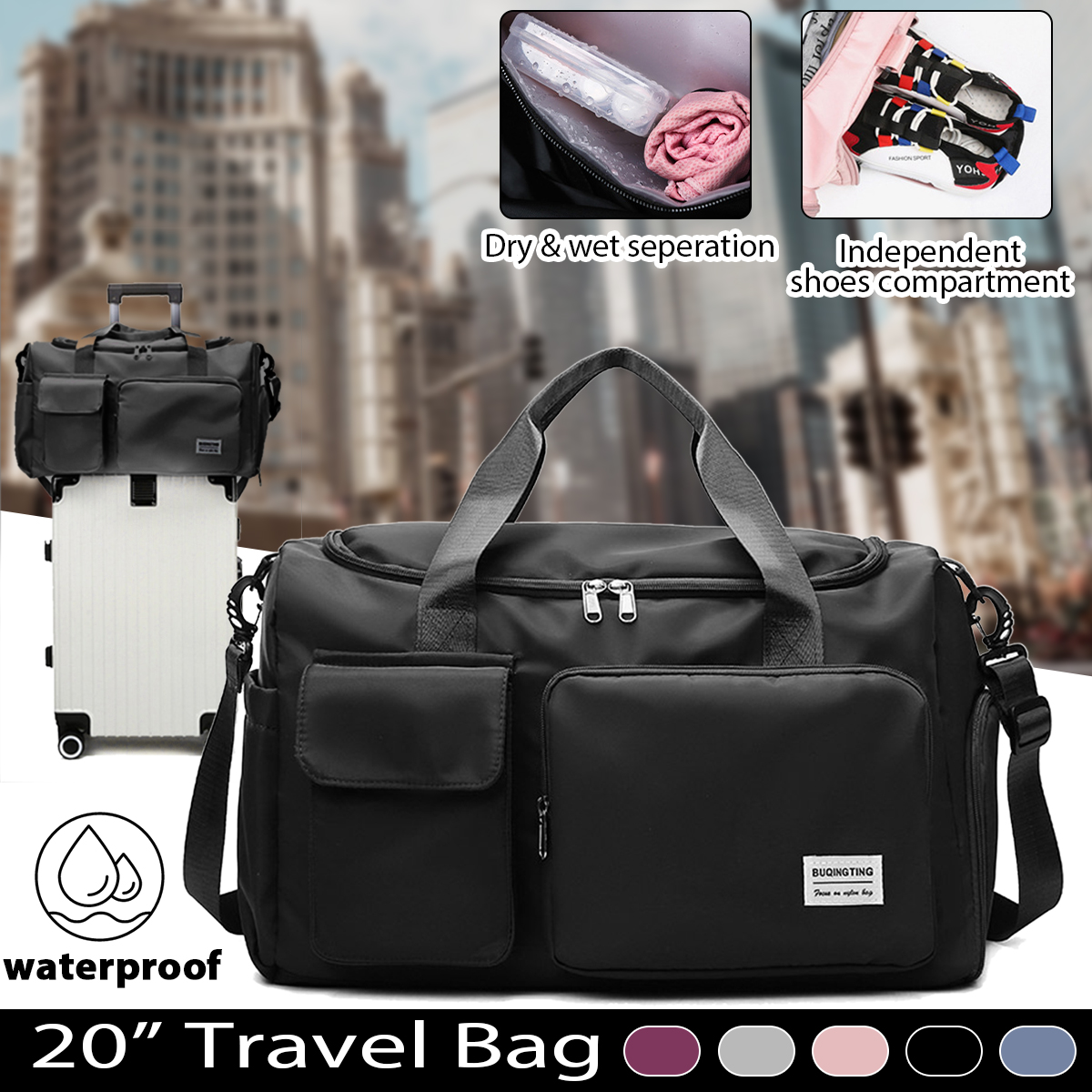 20-Waterproof-Outdoor-Travel-Bag-Large-Capacity-with-Shoes-Compartment-Storage-Bag-Short-Tour-Weeken-1854807-1