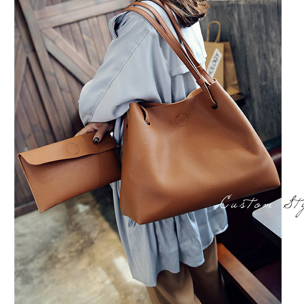 2Pcs-Set-Women-Large-Capacity-Handbag-PU-Leather-Shoulder-Bag-Crossbody-Bag-1486676-4