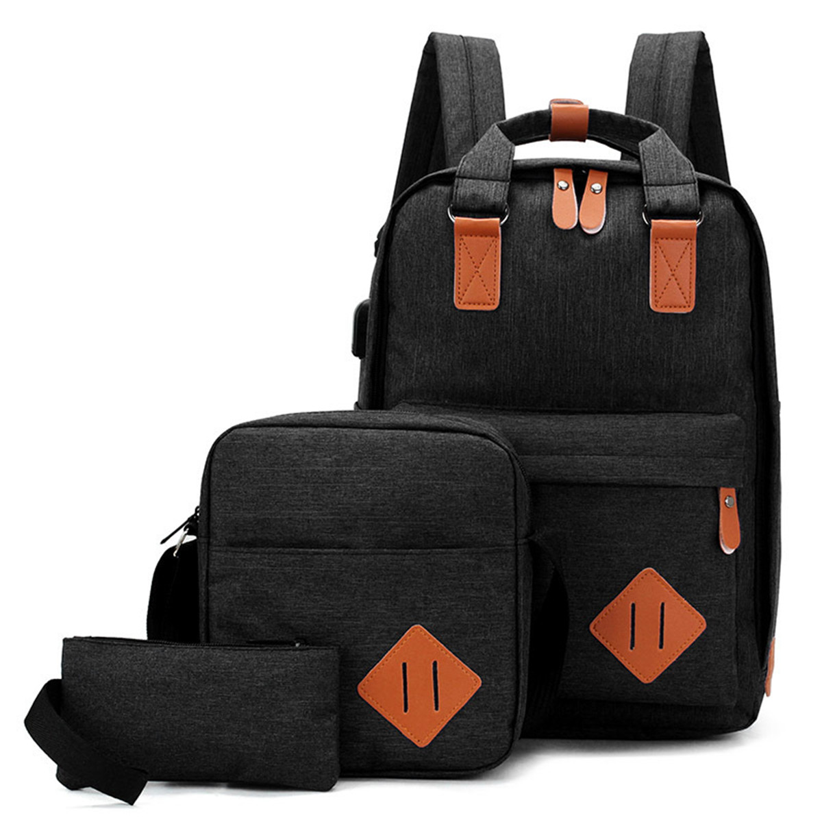 3PCS-Men-Women-School-Backpack-Shoulder-Bag-Student-Laptop-Handbag-Travel-Tote-1649658-6
