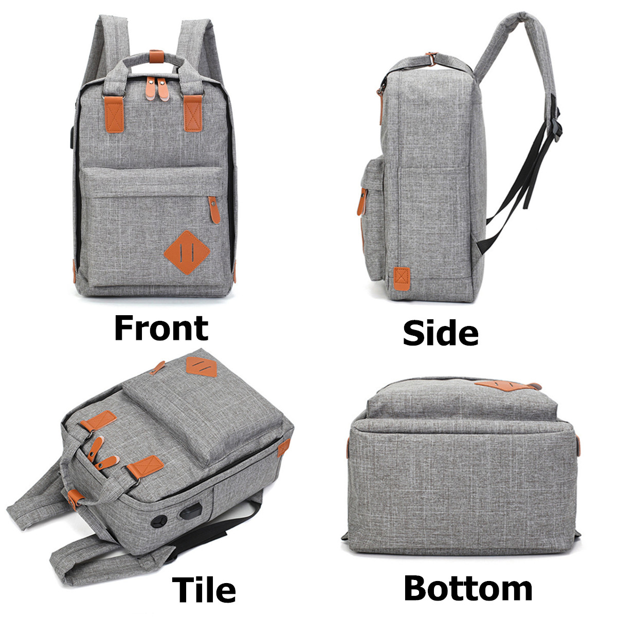 3PCS-Men-Women-School-Backpack-Shoulder-Bag-Student-Laptop-Handbag-Travel-Tote-1649658-8
