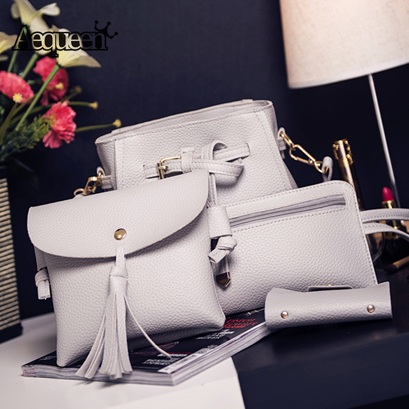 4PCS-Set-Women-PU-Leather-Large-Capacity-Crossbody-Bag-Purse-Handbag-Card-Holder-1162996-1