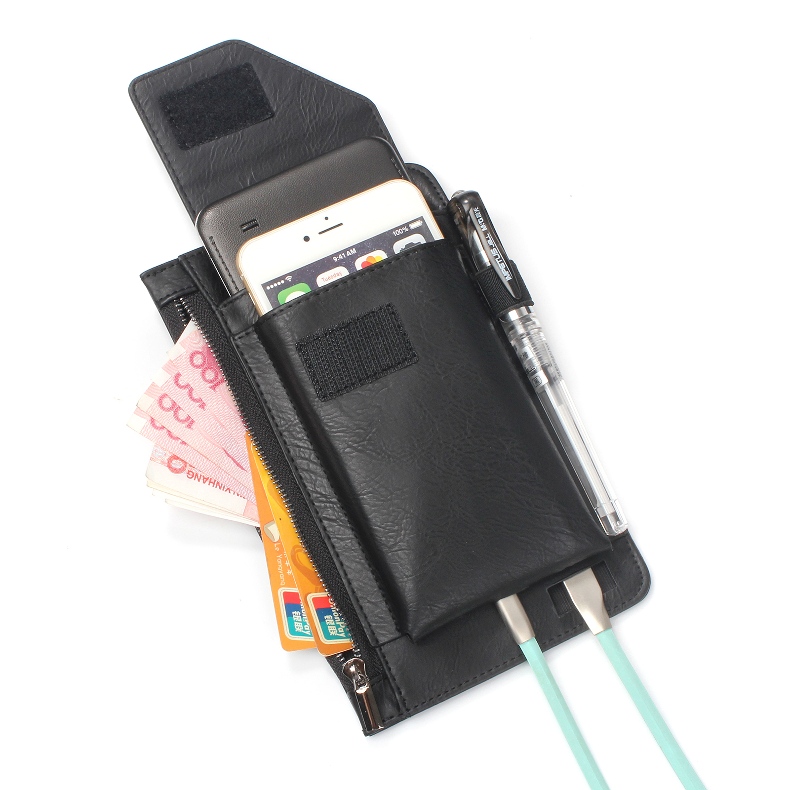 Bakeey-Casual-Vintage-Bussiness-Multi-Pocket-Reserve-Charging-Port-PU-Leather-Mobile-Phone-Money-Hik-1692248-12