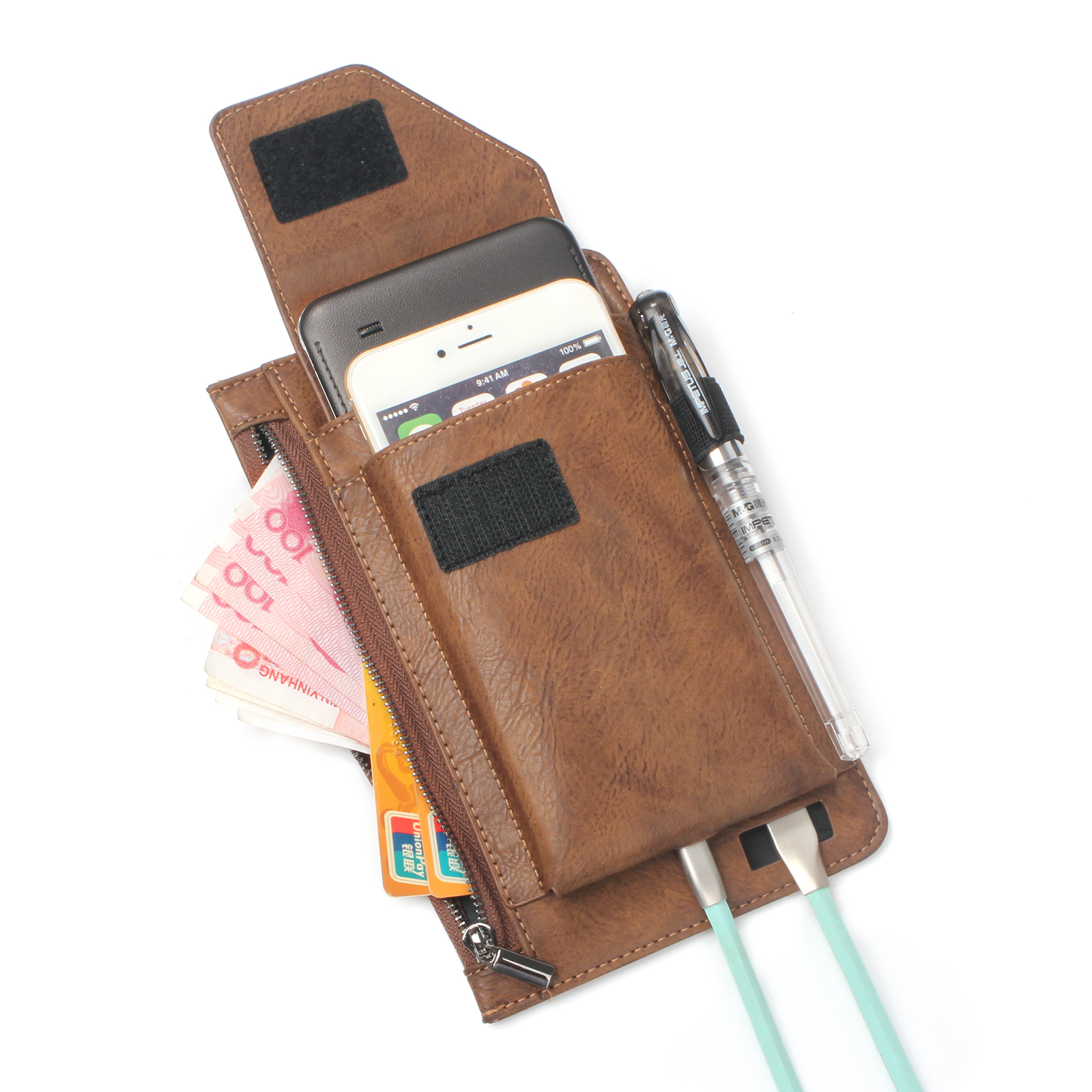 Bakeey-Casual-Vintage-Bussiness-Multi-Pocket-Reserve-Charging-Port-PU-Leather-Mobile-Phone-Money-Hik-1692248-5