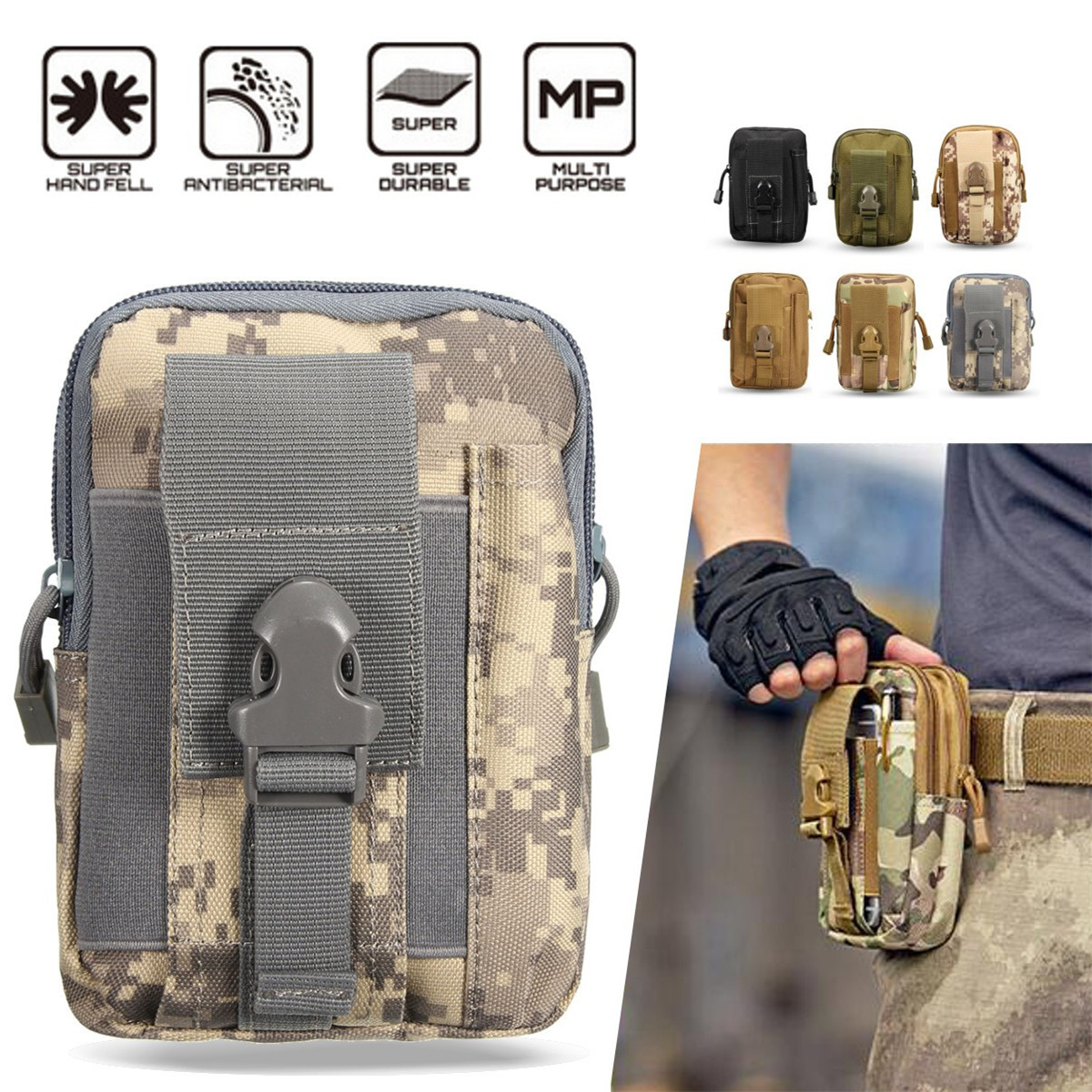 CHARMINER-Large-Capacity-Mobile-Phone-Storage-Bag-Belt-Canvas-Waist-Packs-1890891-1