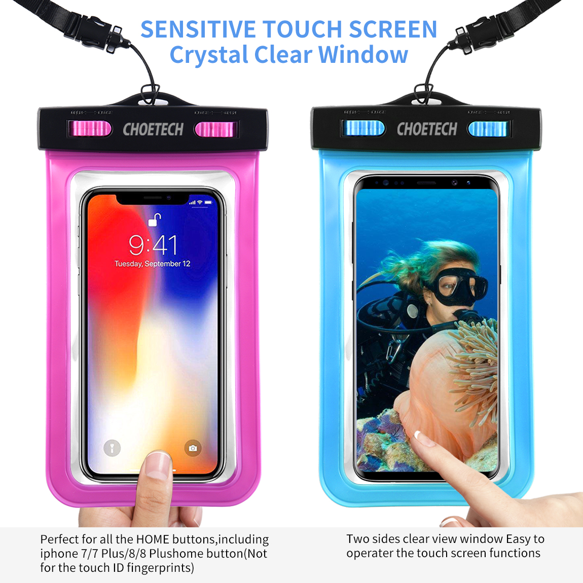 CHOETECH-Swimming-Diving-PVC-Touch-Screen-Clear-IPX8-Waterproof-Phone-Bag-Phone-Pouch-with-Strap-for-1679568-8