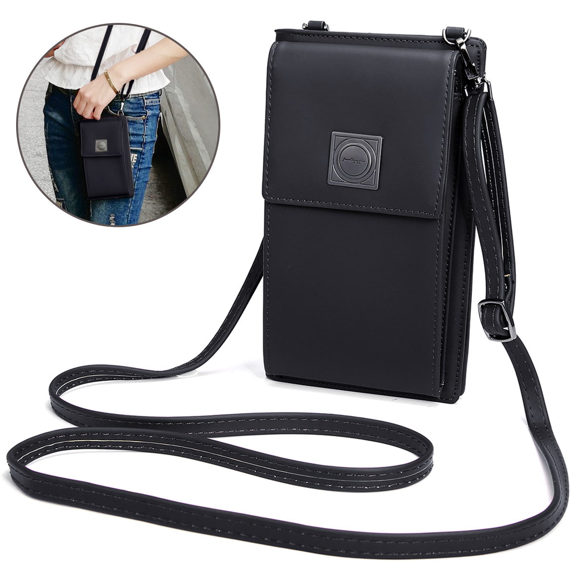 Fashion-Folding-with-Multi-Card-Slots-PU-Leather-Wallet-Purse-Mobile-Phone-Storage-Shoulder-Bag-1868718-2
