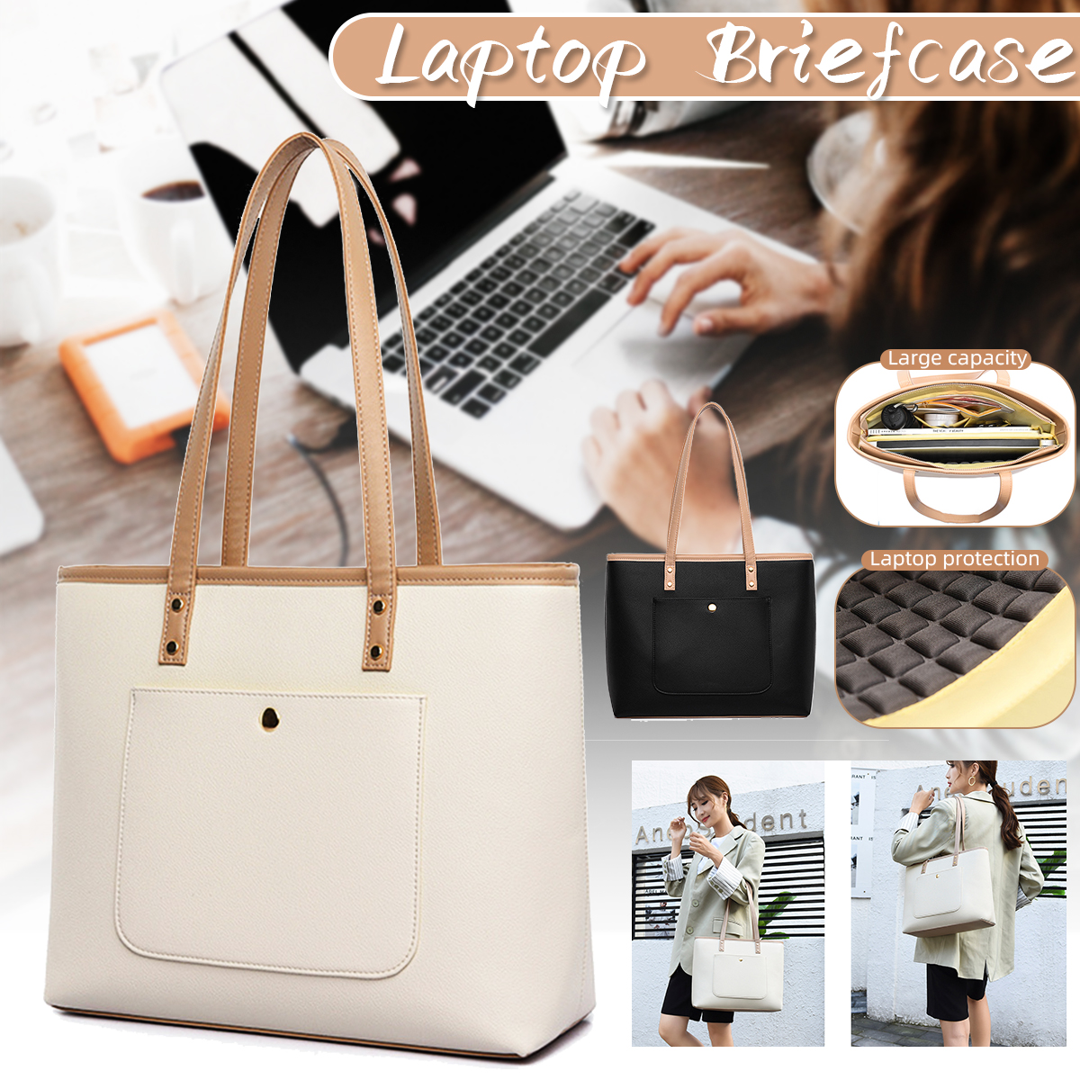 Fashion-Large-Capacity-Waterproof-Shockproof-PU-Leather-Women-Storage-Bag-Briefcase-for-156-inch-Mac-1778514-1
