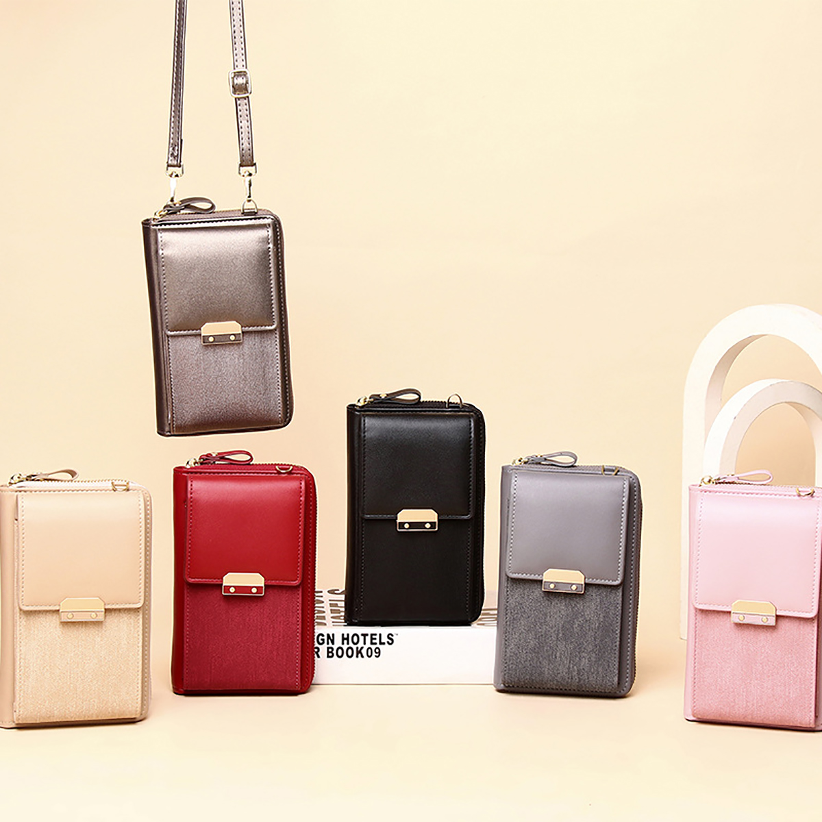 Fashion-Multi-Pockets-PU-Leather-Mobile-Phone-Women-Shoulder-Bag-Crossbody-Bag-1821797-10