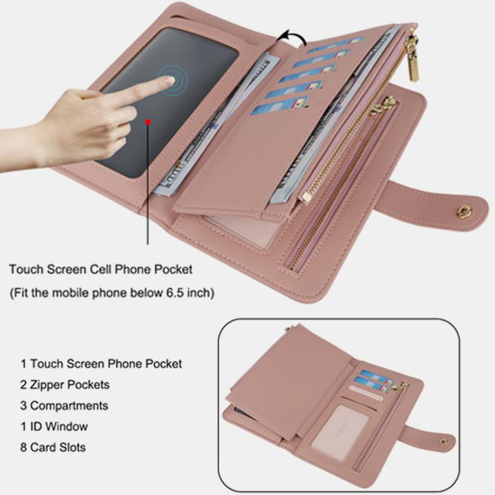 Fashion-Zippers-with-Multi-Card-Slot-Touch-Screen-Window-Phone-Bag-Wallet-Purse-Clutch-Handbag-1747050-6