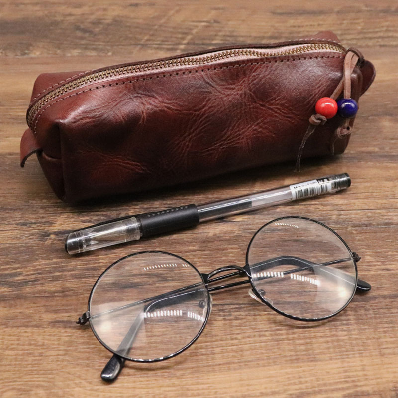 Handmade-Large-Capacity-First-Layer-Genuine-Leather-Pen-Glasses-Card-Storage-Bag-Organizer-1817910-2