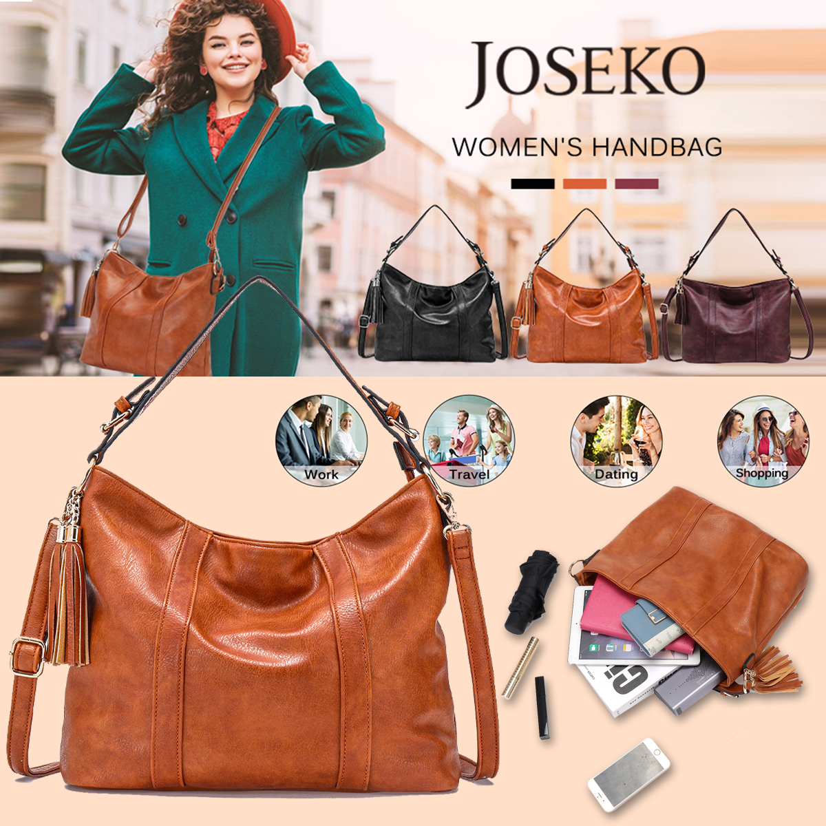 JOSEKO-Women-Fashion-PU-Leather-with-Mobile-Phone-Storage-Pocket-Large-Capacity-Shoulder-Crossbody-T-1859944-1