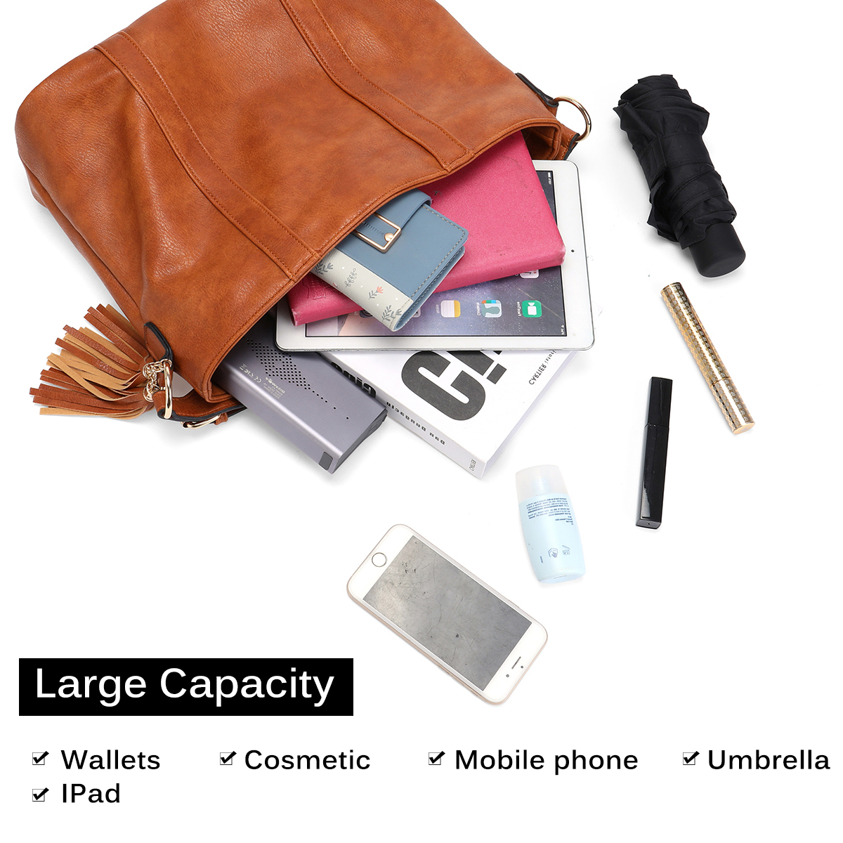 JOSEKO-Women-Fashion-PU-Leather-with-Mobile-Phone-Storage-Pocket-Large-Capacity-Shoulder-Crossbody-T-1859944-4