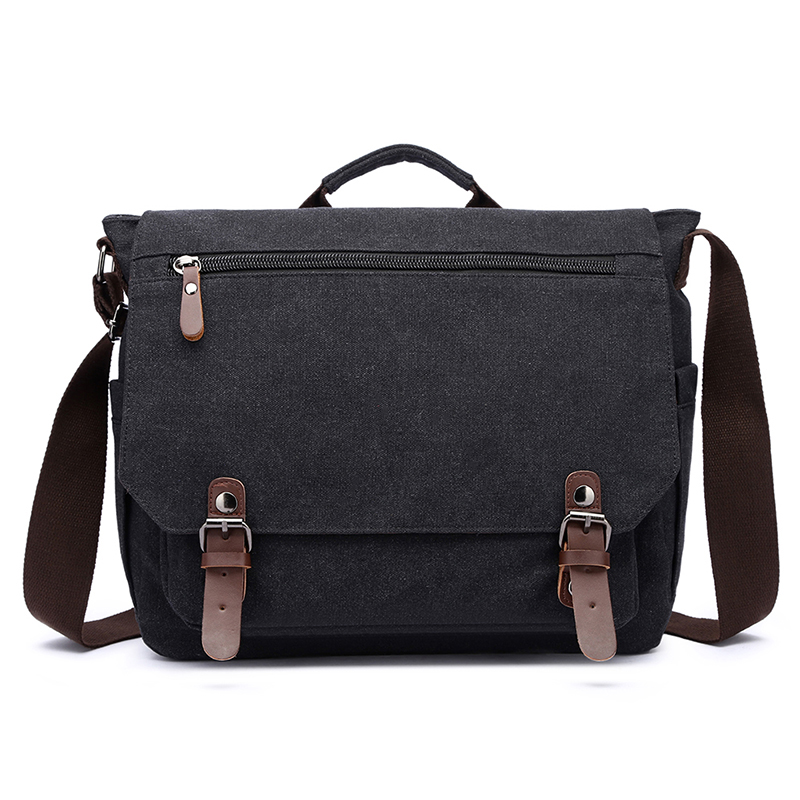 Men-Casual-Multi-Pocket-Canvas--Microfiber-Leather-Macbook-Storage-Briefcase-Shoulder-Crossbody-Bag-1605164-2