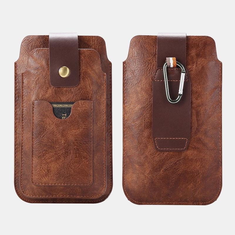 Men-Retro-PU-Leather-with-Card-Slot-Holder-2-Layer-Mobile-Phone-Storage-Bag-Waist-Belt-Pack-1771922-3