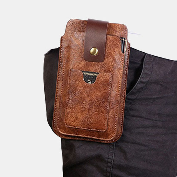 Men-Retro-PU-Leather-with-Card-Slot-Holder-2-Layer-Mobile-Phone-Storage-Bag-Waist-Belt-Pack-1771922-6