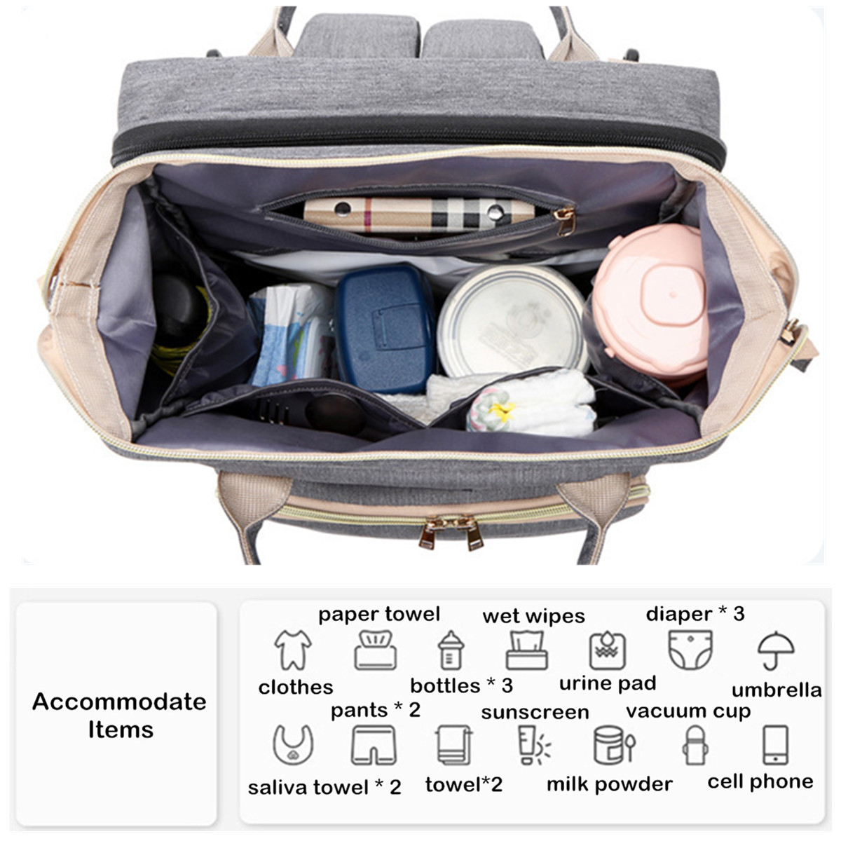 Multifunctional-2-IN-1-Large-Capacity-Foldable-Travel-with-Sunshade-Baby-Infant-Crib-Diaper-Macbook--1858195-5