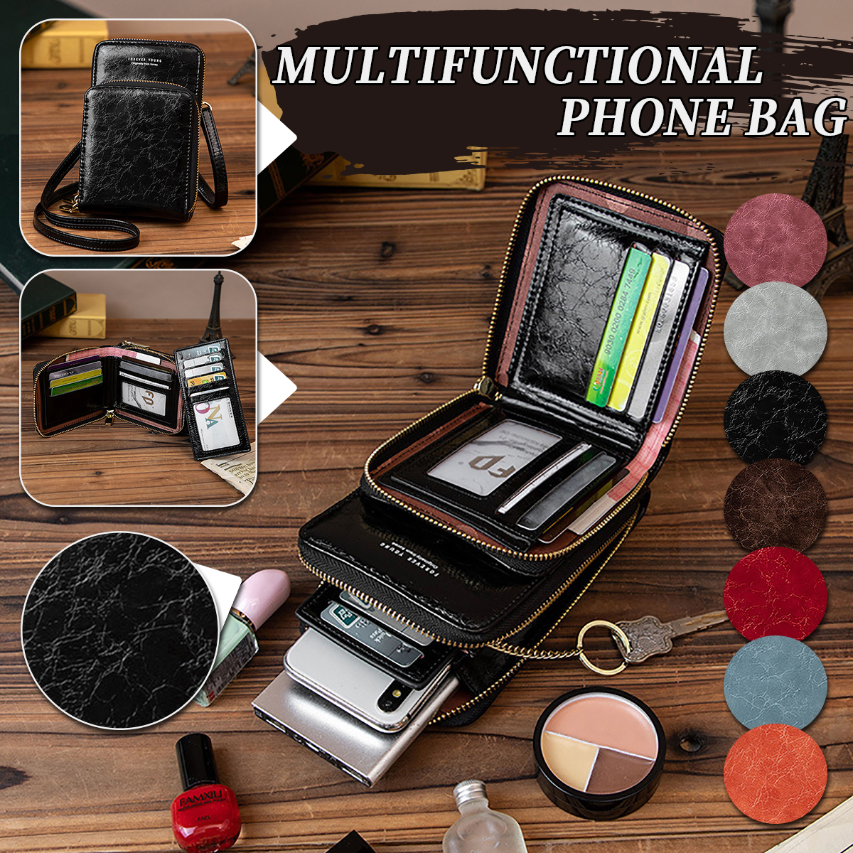 Retro-PU-Leather-Bag-Multi-Card-Slots-Mobile-Phone-Storage-Wallet-Crossbody-Bag-Packs-1758308-1