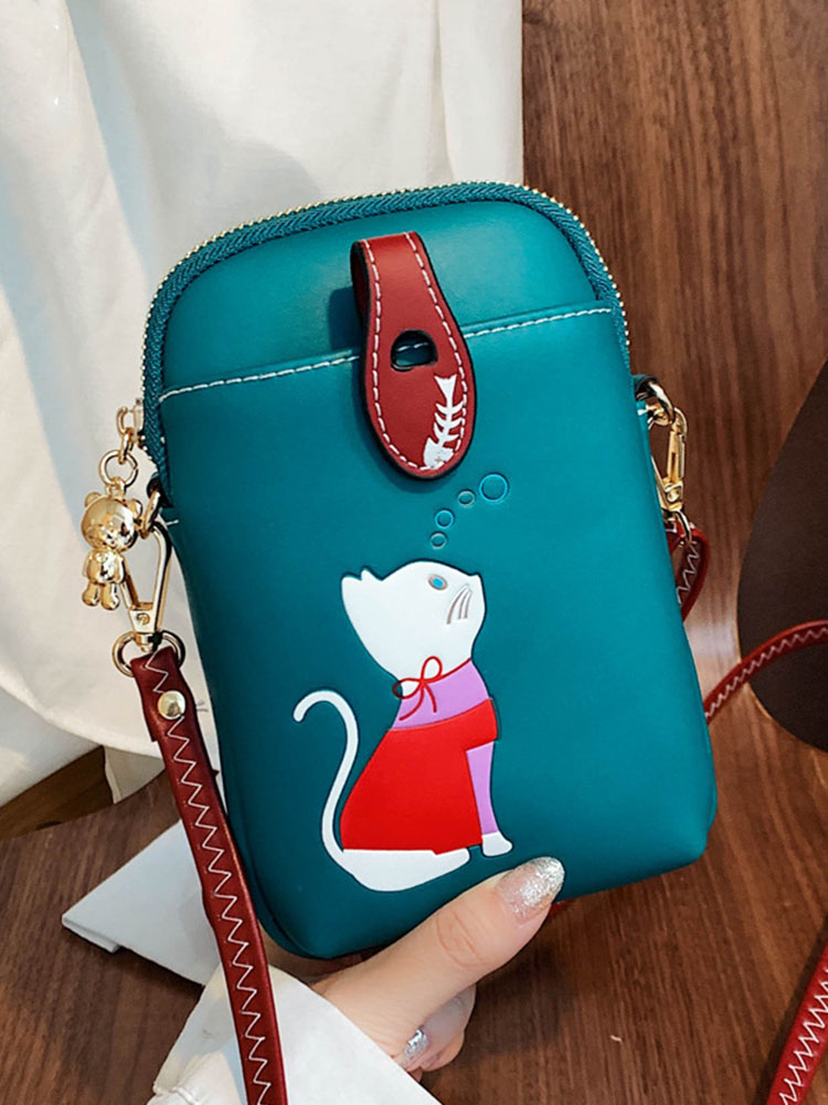 Women-Casual-Cute-Cat-Pattern-65-inch-Mobile-Phone-Storage-PU-Leather-Shoulder-Crossbody-Bag-1778288-1